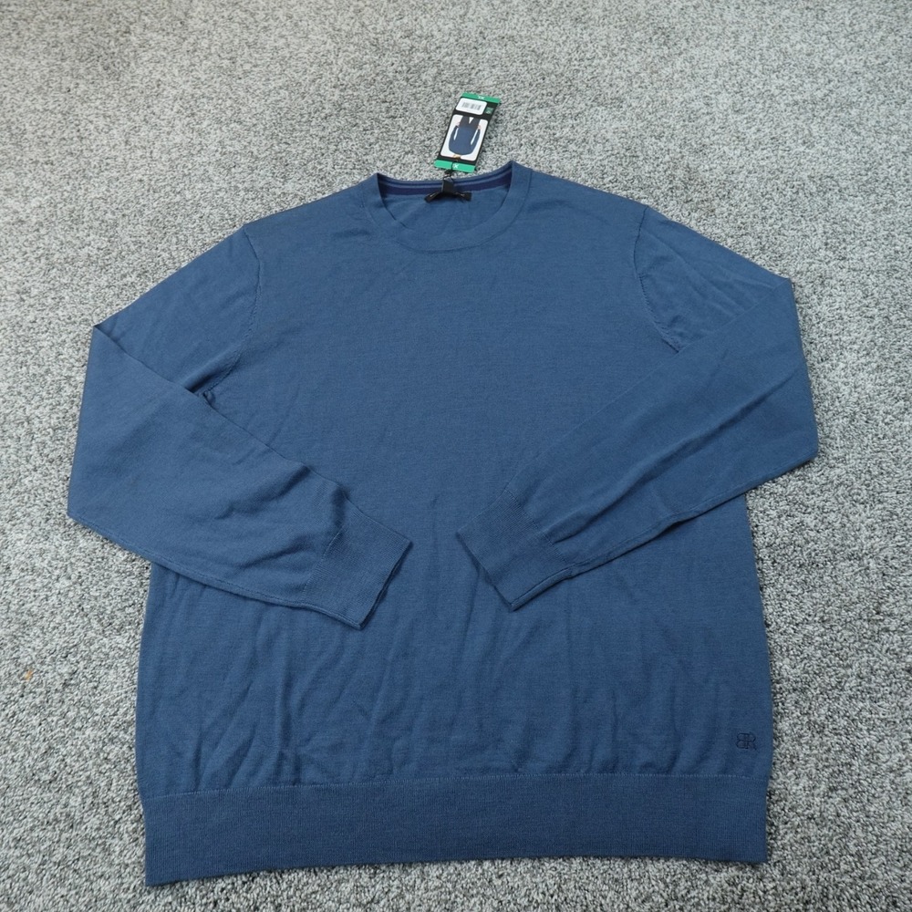 NEW Banana Republic Sweater Mens XL Blue Merino Wool Crewneck Pullover Knit Soft
